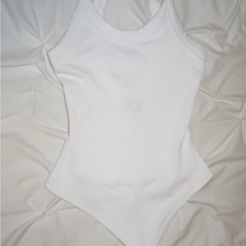 White Ribbed Bodysuit